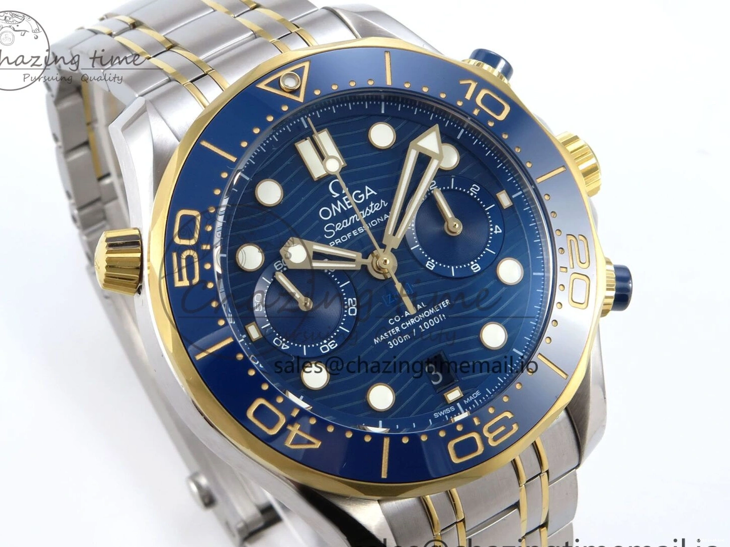 0306 Seamaster 300m Chrono SS YG OMF 1:1 Best Edition Blue Dial on SS YG Bracelet A Seasonal 7691